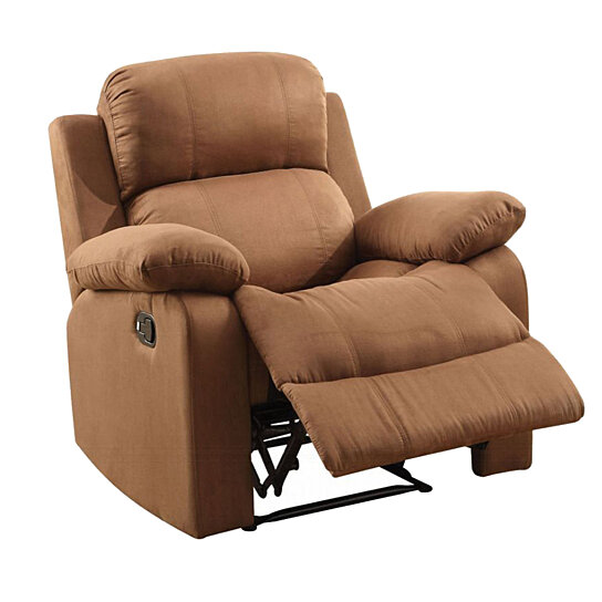 Fabric Split Back Recliner with Pillow Top Arms, Dark Brown